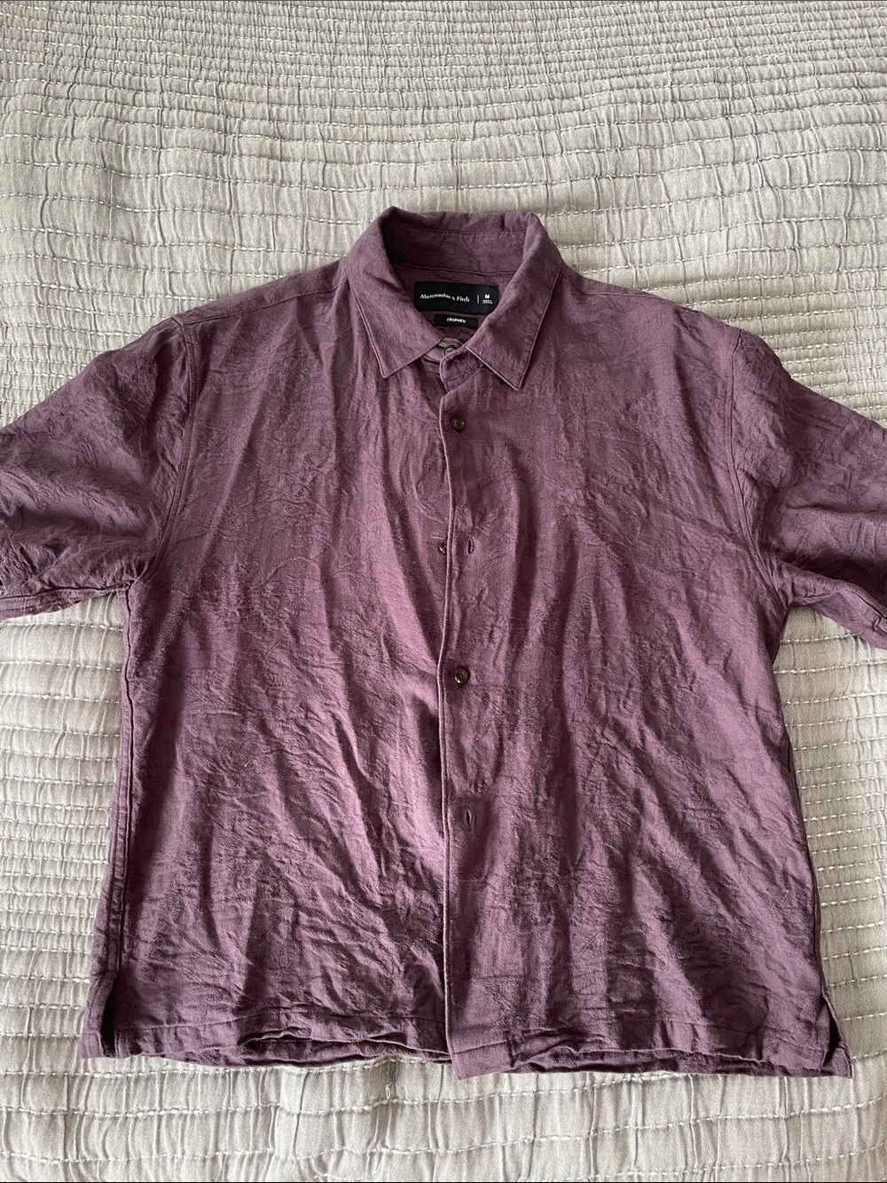 Abercrombie & Fitch Cropped Purple Casual Button Down Shirt